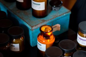 candles in glass