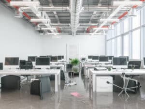 office workspace with desks and computers