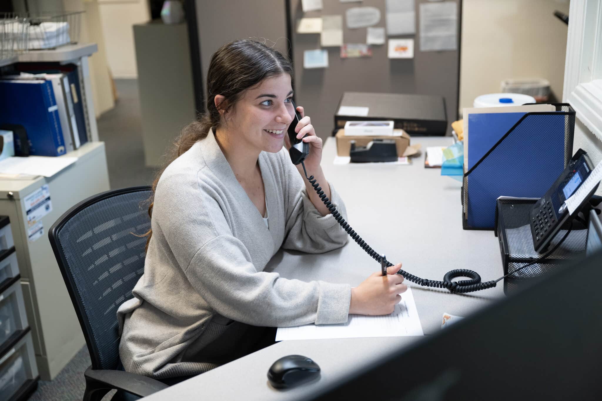 Smiling woman on phone