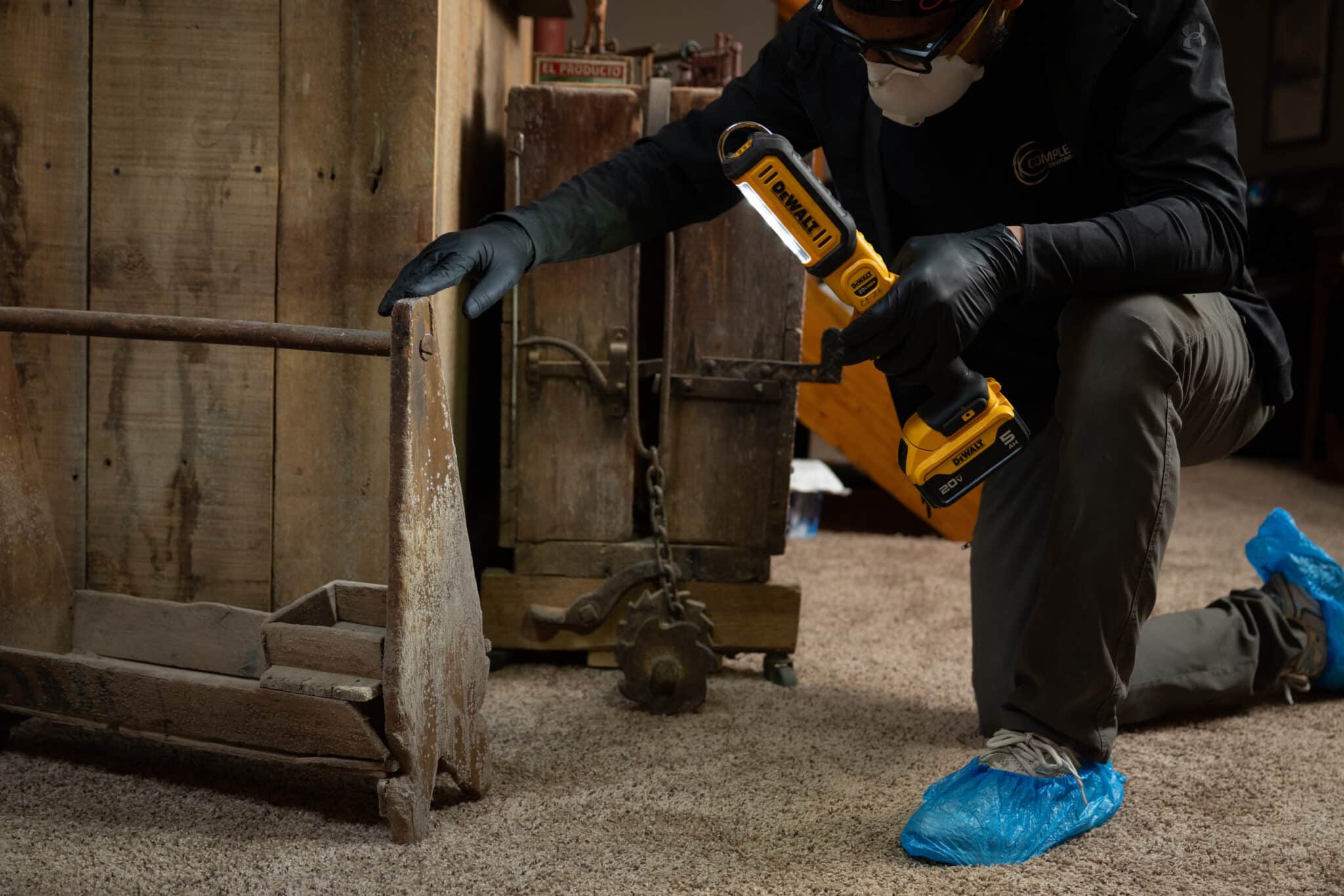 Wooden furniture with mold on it